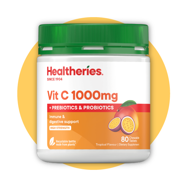 Healtheries Vit C 1000mg With Prebiotics & Probiotics 80s
