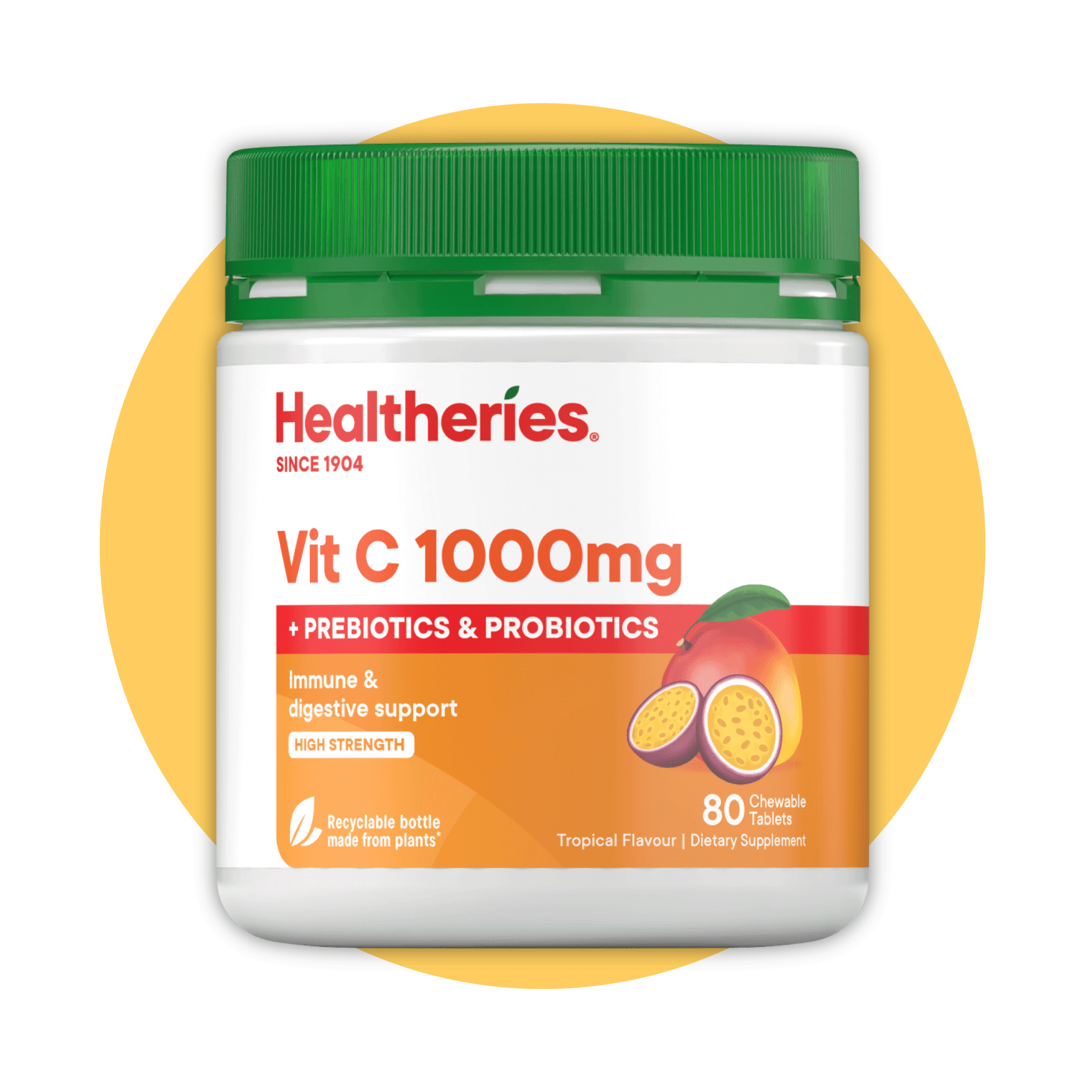 (HAStaff) Healtheries Vit C 1000mg With Prebiotics & Probiotics 80s - Healtheries Hong Kong